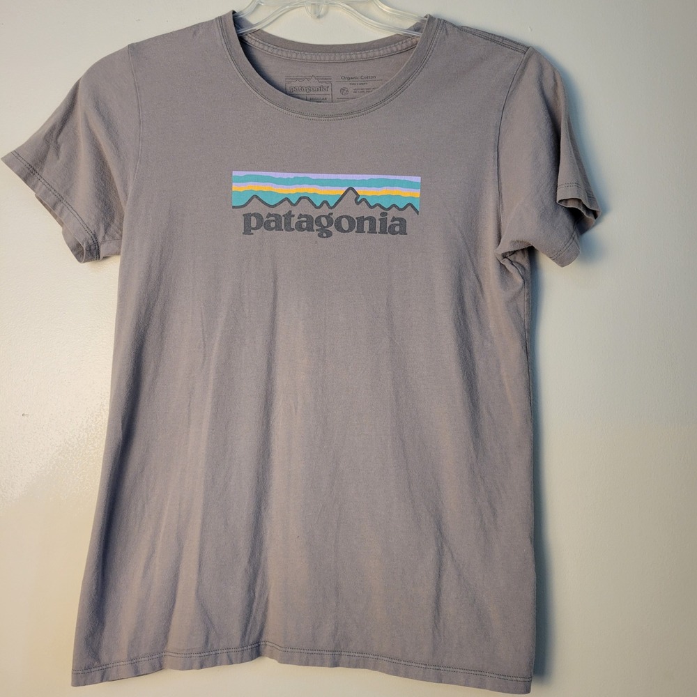 Patagonia Mens Gray Organic Cotton Fitz Roy Horizon Logo Graphic T-Shirt Small